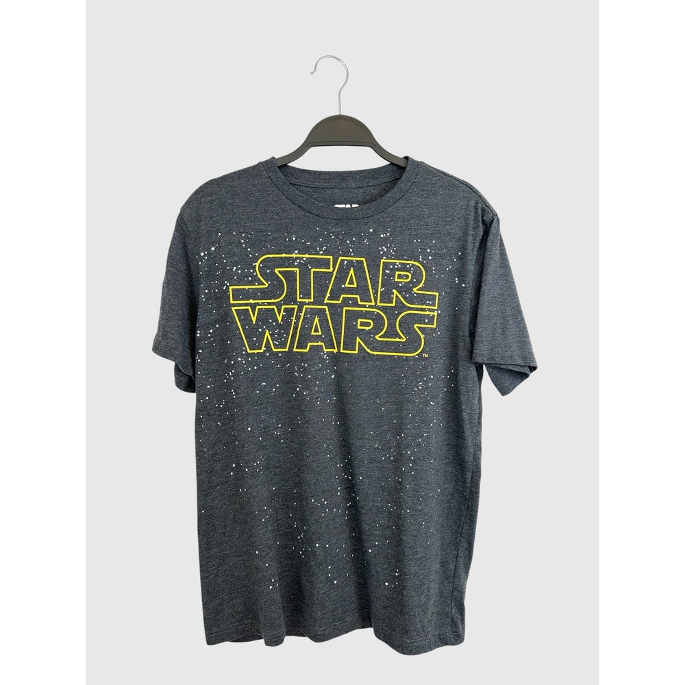 Star Wars Mad Engine T-Shirt Mens Medium Grey Yellow Logo Splatter Graphic Tee